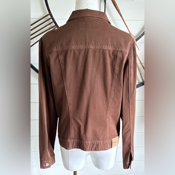 Fabrizio Gianni Classic Brown Stretch Denim Jean Jacket With Silver Buttons - Picture 8 of 12